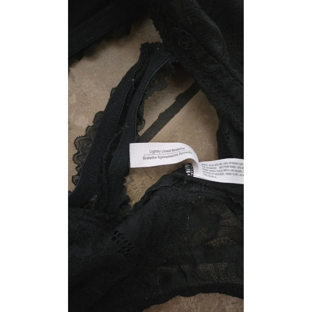 Auden Black Lace Racerback Bralette Lightly Lined Keyhole XL VN1293913